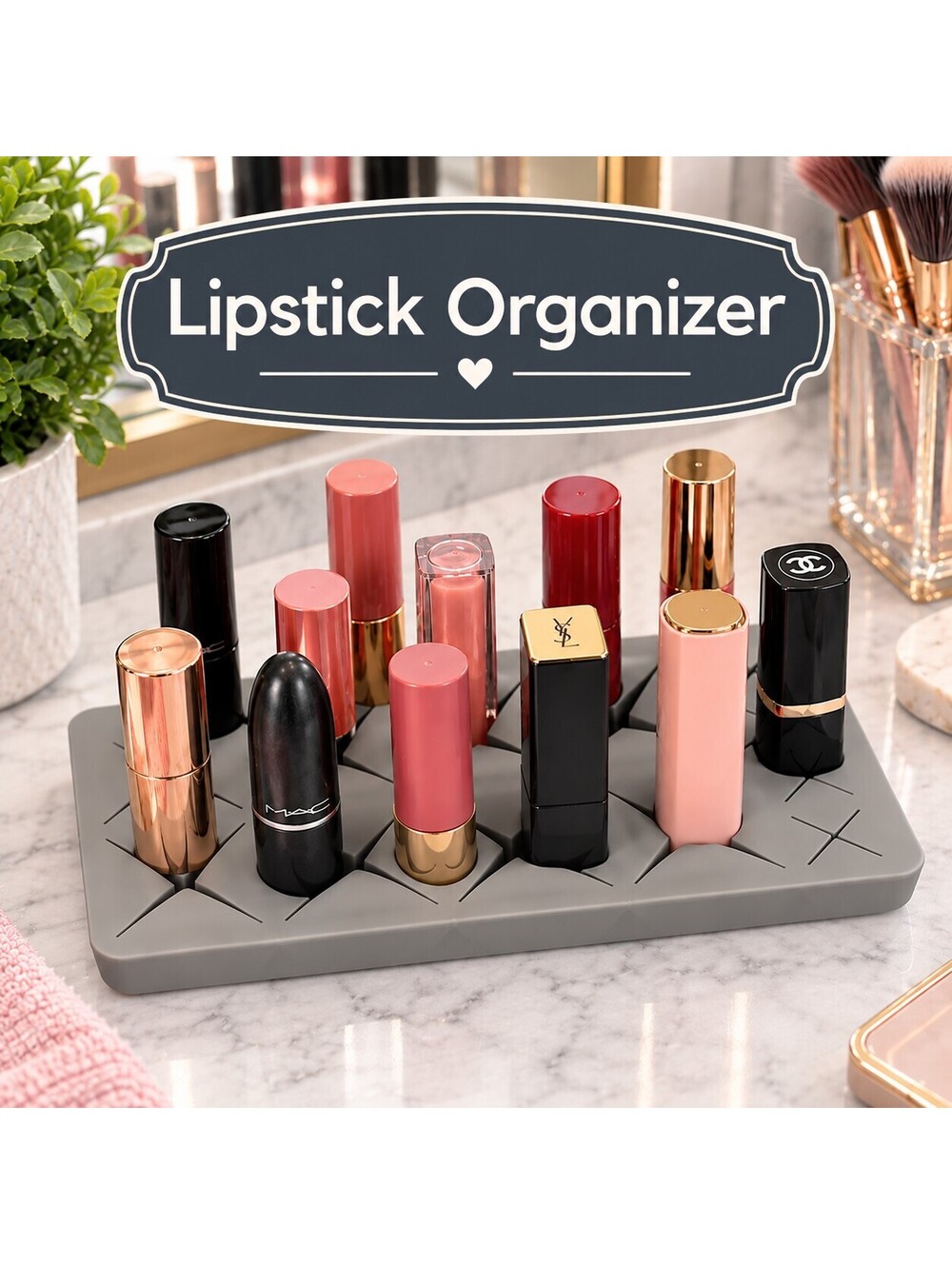 Gray Silicone Lipstick Organizer Holder